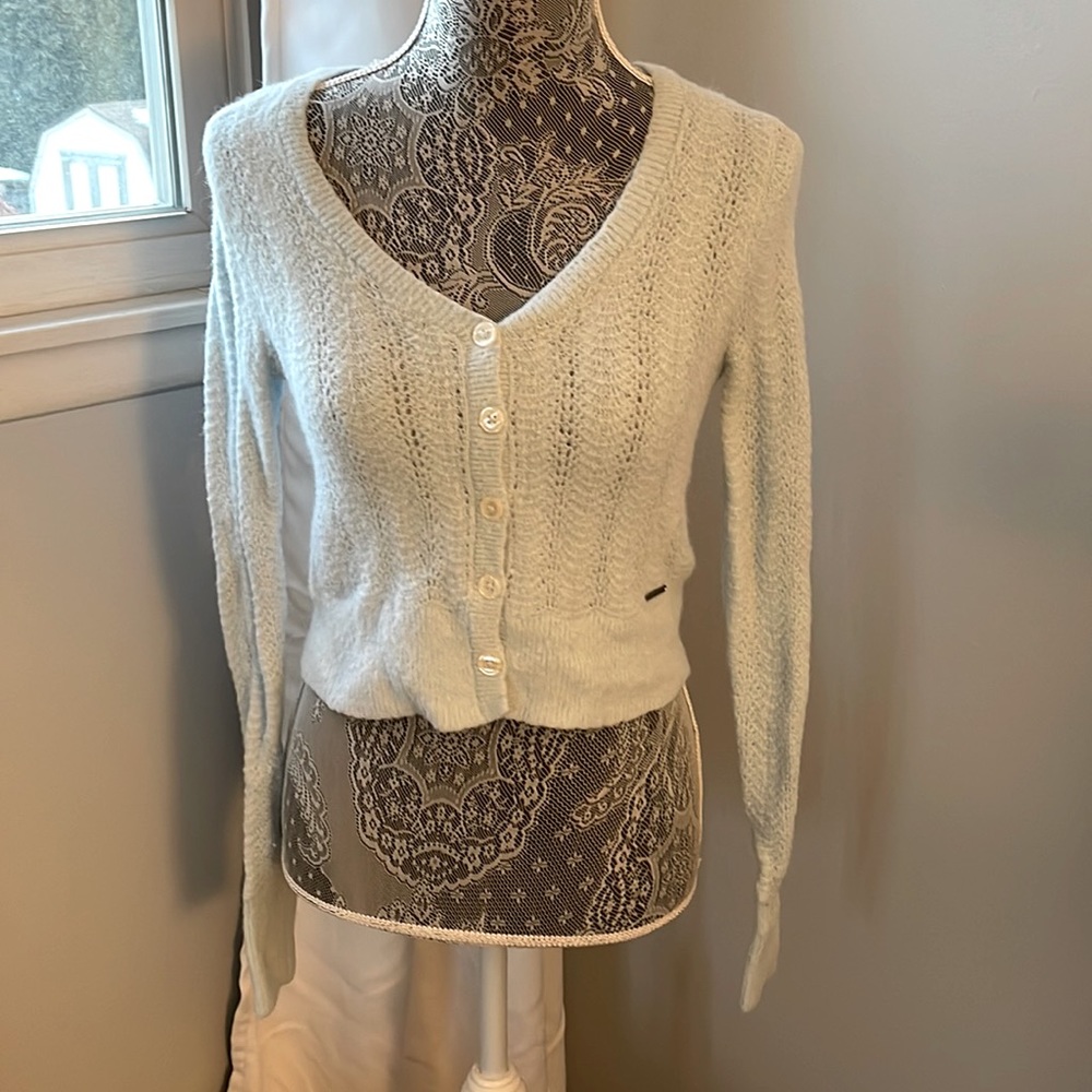 Baby blue cropped cardigan from Abercrombie